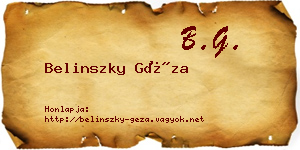 Belinszky Géza névjegykártya